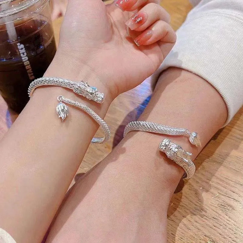 925 Sterling Silver Dragon Bangle Bracelet or Ring