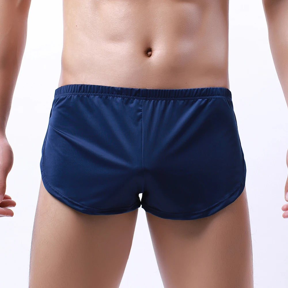 Men Shorts Gyms Sport Fitness Shorts Elastic Loose Sport Running Short Underpants Joggers Ice Silk Street wear Workout Clothes