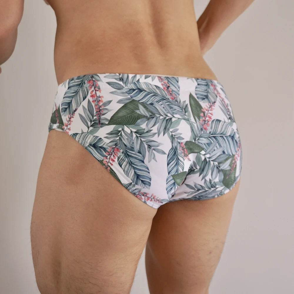 Push Up Padded Mens Bikini Briefs with Removable Sponge Pads Underwear & Swimwear All-in-one Lace Up Closure Nylon Quick-drying