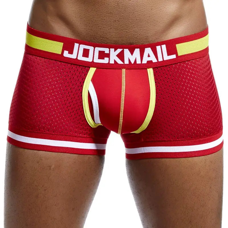 Mens Underwear Boxer Breathable Mesh Boxer Brief Male Underpants Sexy Panties Mens Bodysuit Trunks PantQuick Dry Sports Fitness
