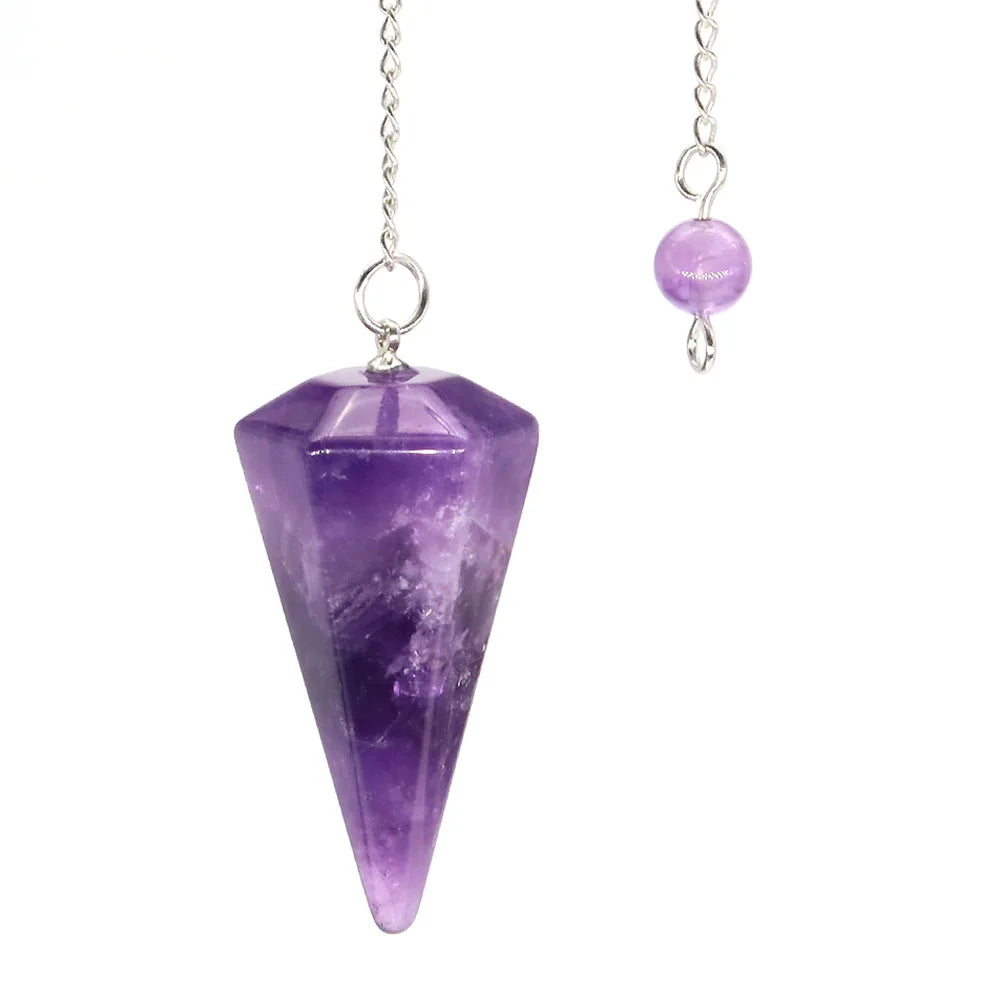 Natural Crystal Pendulums for Divination Dowsing Amethyst Pink Quartz Pendulum Reiki Healing Gem Stone Pendant Pendulos