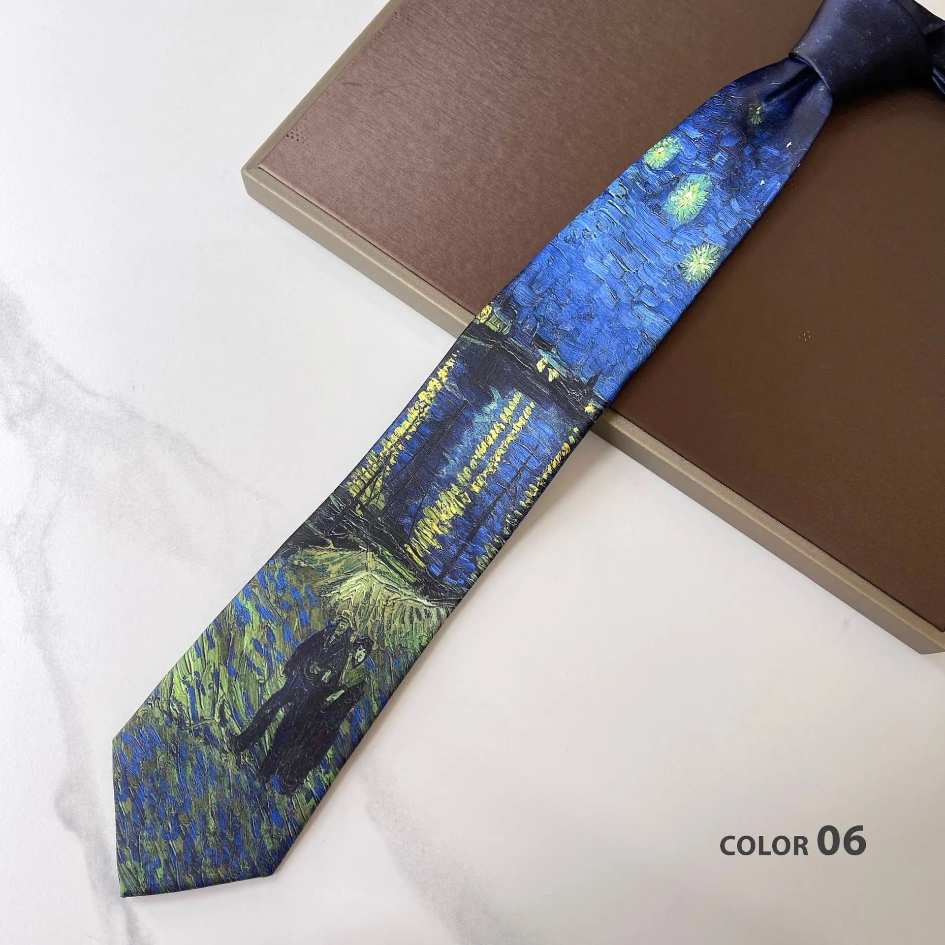 2024 New Retro Creative Oil Painting Colorful Necktie Men Women 8cm Flower Neck Ties Literary Style Polyester Casual Cravat Gift
