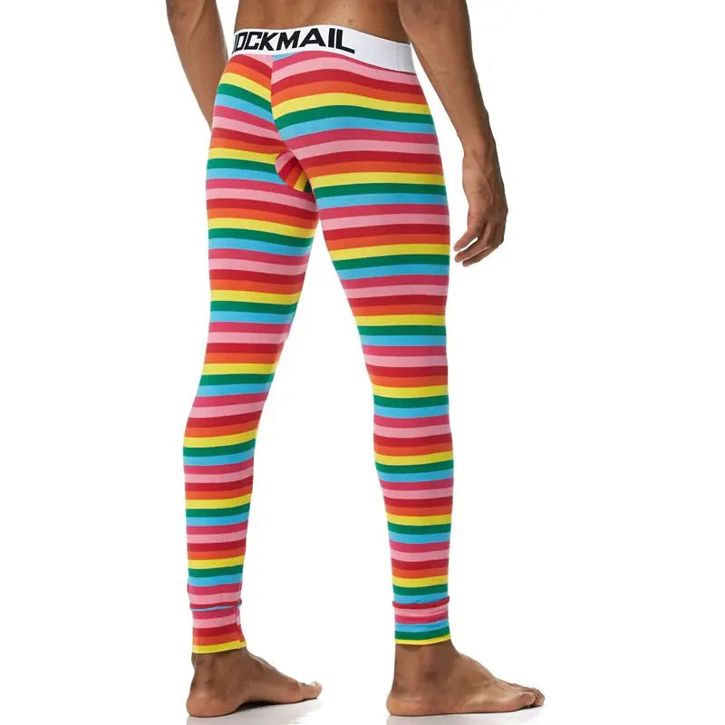 Men's Thermo Underwear Fashion Men Thermal Long Johns Mens Underwear Cotton Striped Print Warm Male Leggings Pants Autumn Winter