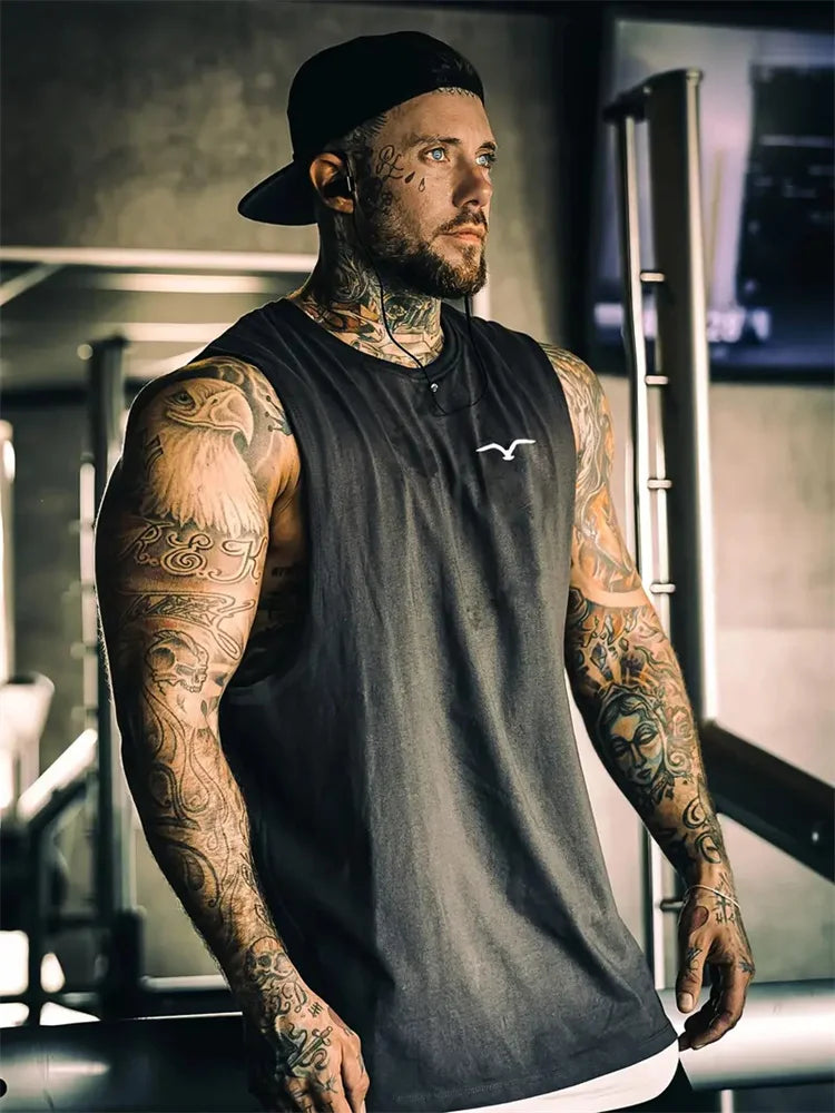 Summer New Trend Men's Pull-Over Crew Neck Vest Mesh Fitness Breathable Vest Blazer Men's Quick Drying Sweat Absorption T-Shirt