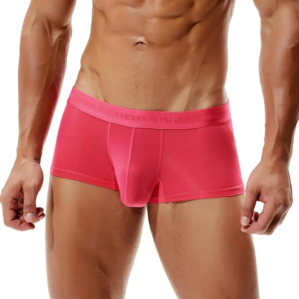 SEOBEAN Mens Boxers Sexy Underwear Men Underpants U convex Pouch Male Panties Low Waist Solid Boxer Shorts
