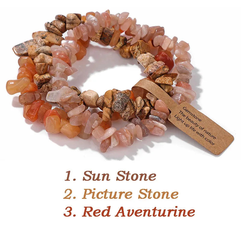 Irregular Natural Stone Bracelet Crystal Quartz Amethysts Tiger Eye Chips Gravel Beads Bracelets for Women Men Healing Jewelry