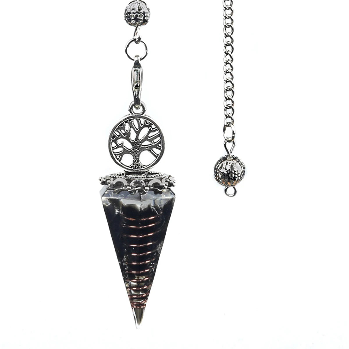 20x52mm Natural Stone Pendulum Necklaces Tree of Life Hexagonal Cone Crushed Stone Amethysts Chakra Pendant Jewelry Accessories