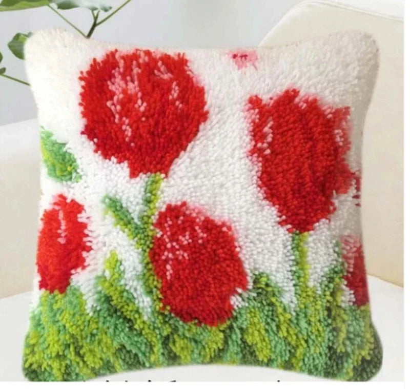 Flower Latch Hook Kit Cute Knooppakket Kussen Knopen Pillow Button Smyrna Knooppakket Needlework Button Packagek Linkhaak Kussen