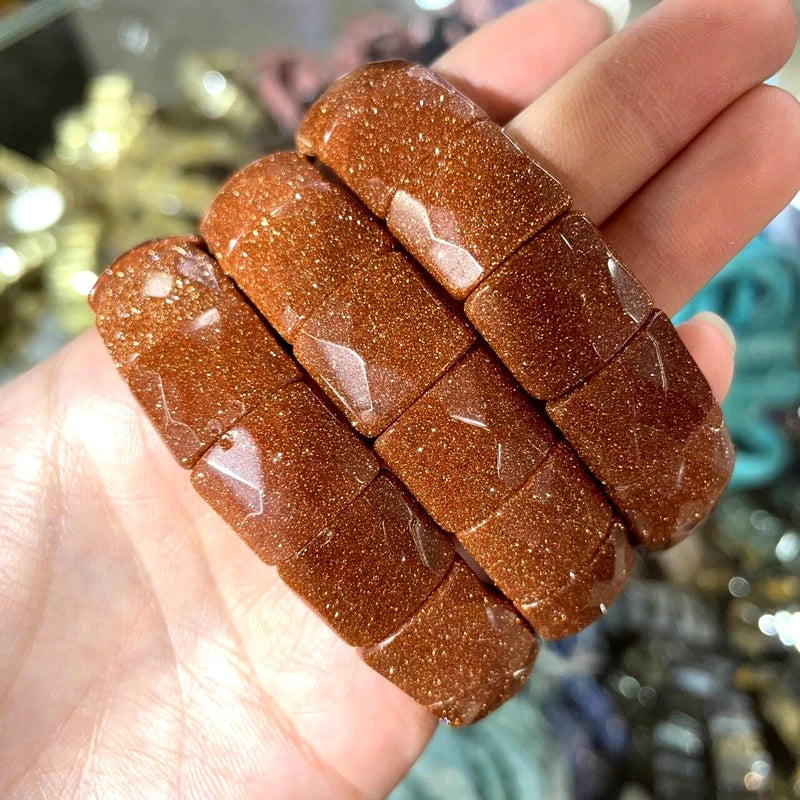 2024 New Natural Stone Lapis Lazuli Amazon Tiger Eye Agate Morgan Faced Square Elastic Bracelet for Men and Women Charm Jewelry