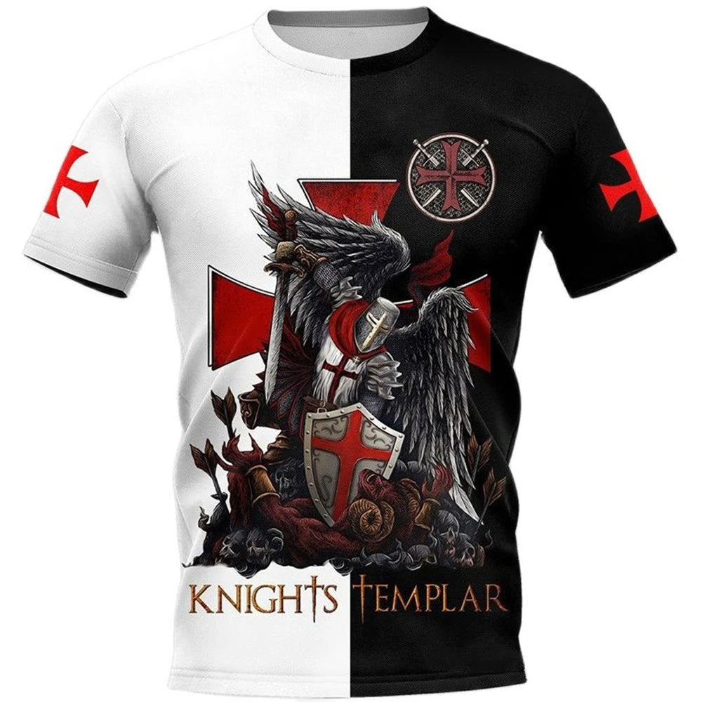 Fashion Retro Knights Templar 3D Printed Men's T-Shirts Summer Casual Streetwear Couple Tees Short Sleeve Tops Drop Shipping 5XL