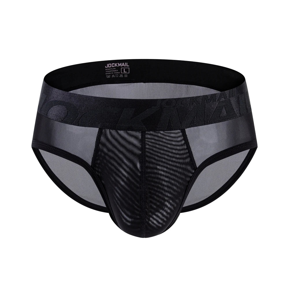 Breathable Mens Slip Bikini Jockstrap Briefs Mens Panties Sexy Transparent Mesh Ice Silk Men Underwear Sissy Men Underpants