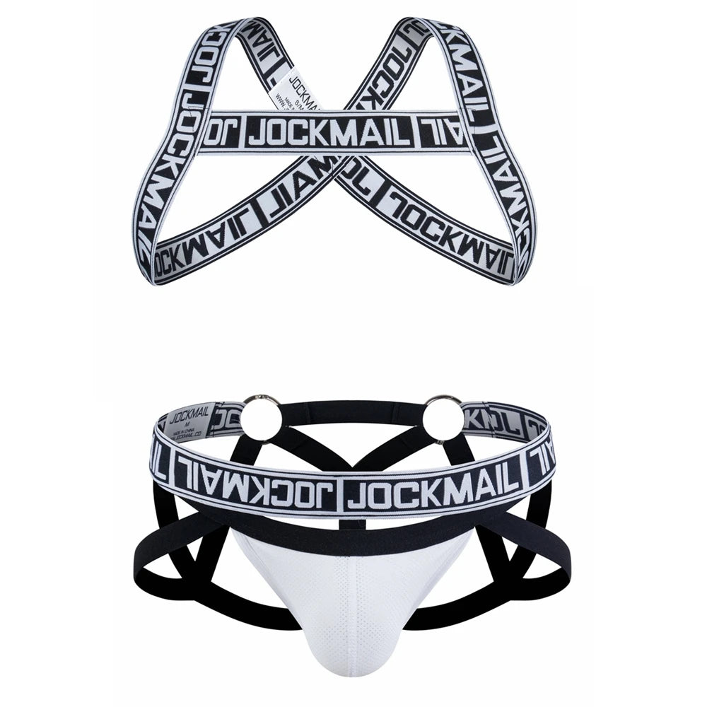 Sexy Gay Men Underwear Bondage Mens Harness Thongs Set Body Chest Costume G-string Jockstrap Lingerie Man Halter Neck Hollow Out