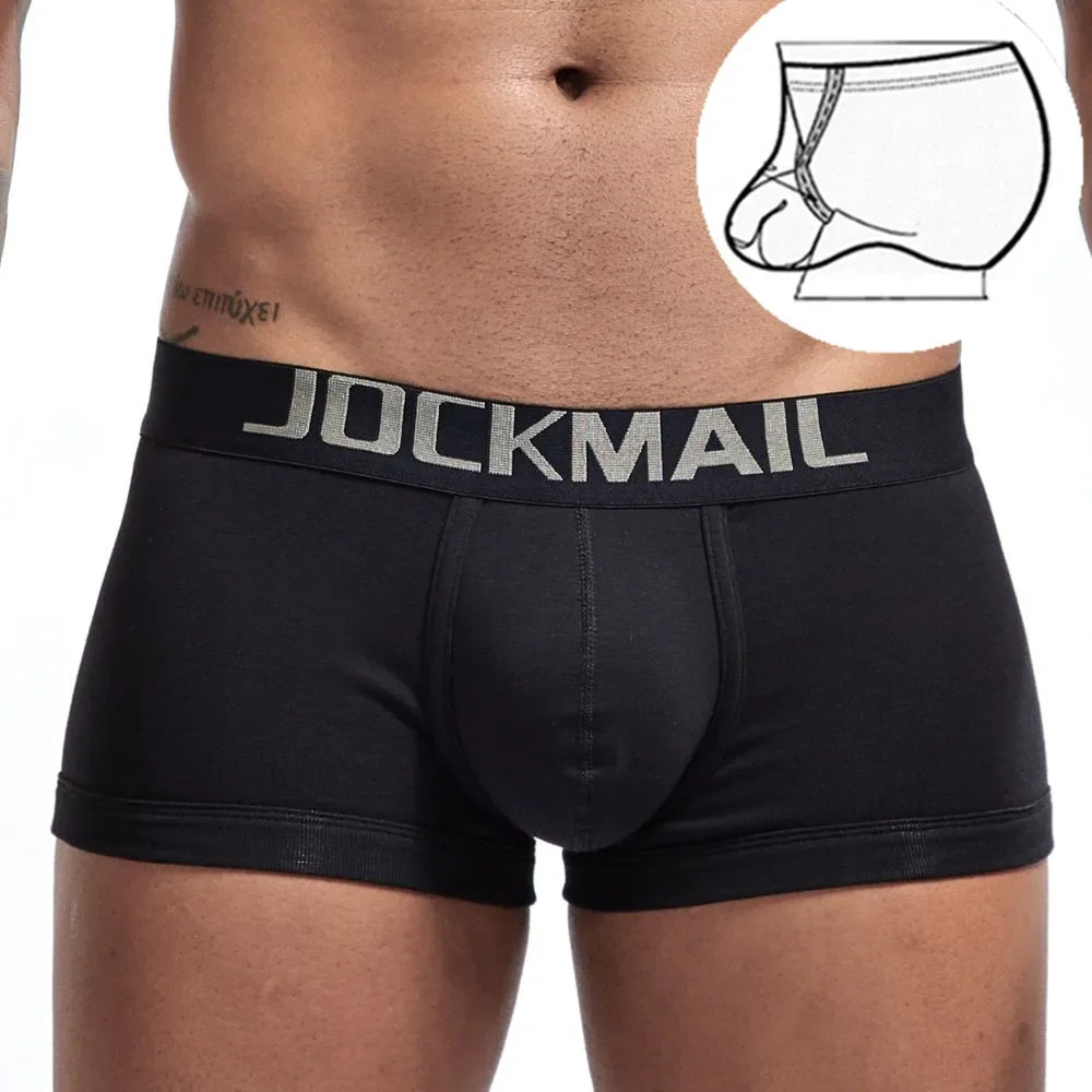 Jockmail Men's Sports Boxer Briefs Sexy Low Waist