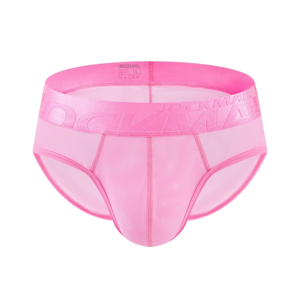 Breathable Mens Slip Bikini Jockstrap Briefs Mens Panties Sexy Transparent Mesh Ice Silk Men Underwear Sissy Men Underpants