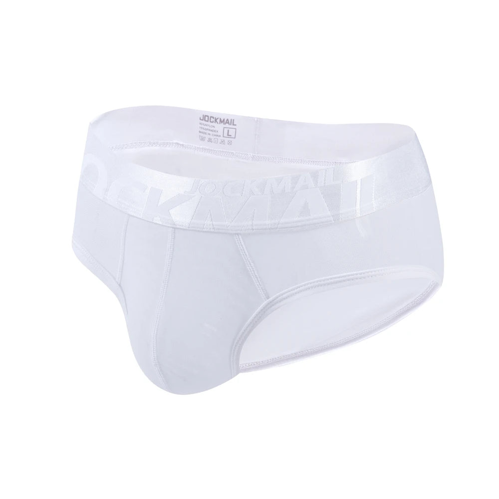 Breathable Mens Slip Bikini Jockstrap Briefs Mens Panties Sexy Transparent Mesh Ice Silk Men Underwear Sissy Men Underpants