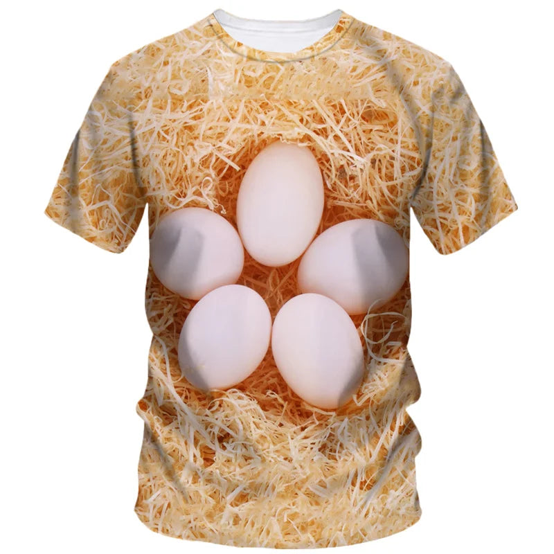 Creative Funny Egg 3d Printed T Shirt Men Summer Short Sleeve Harajuku Casual Loose T-Shirt Fashion Street Comfort Tees Clothing