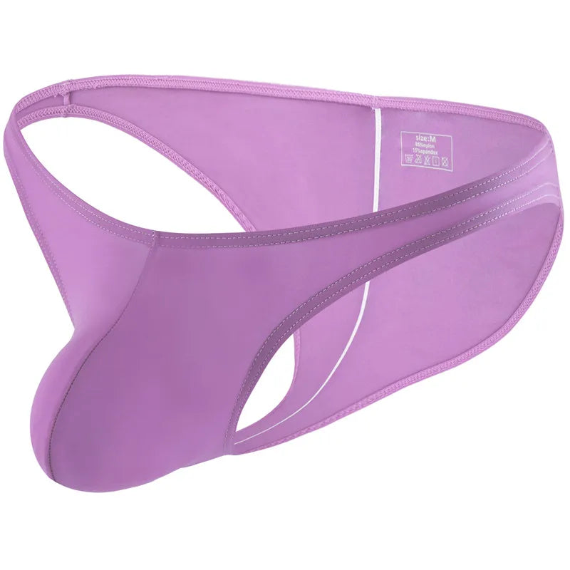 Purple Wrinkle Large Size Briefs High Elastic Ice Silk Man Underwear