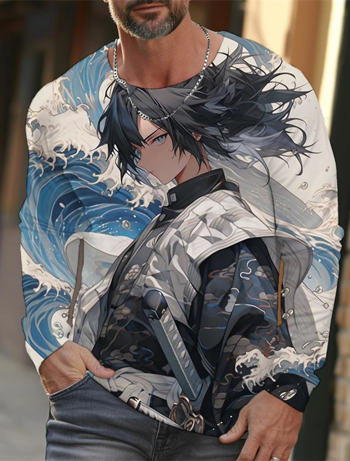 Men's long-sleeved T-shirt 3D printing anime printing men's long-sleeved T-shirt autumn tops HD pattern printing T-shirt