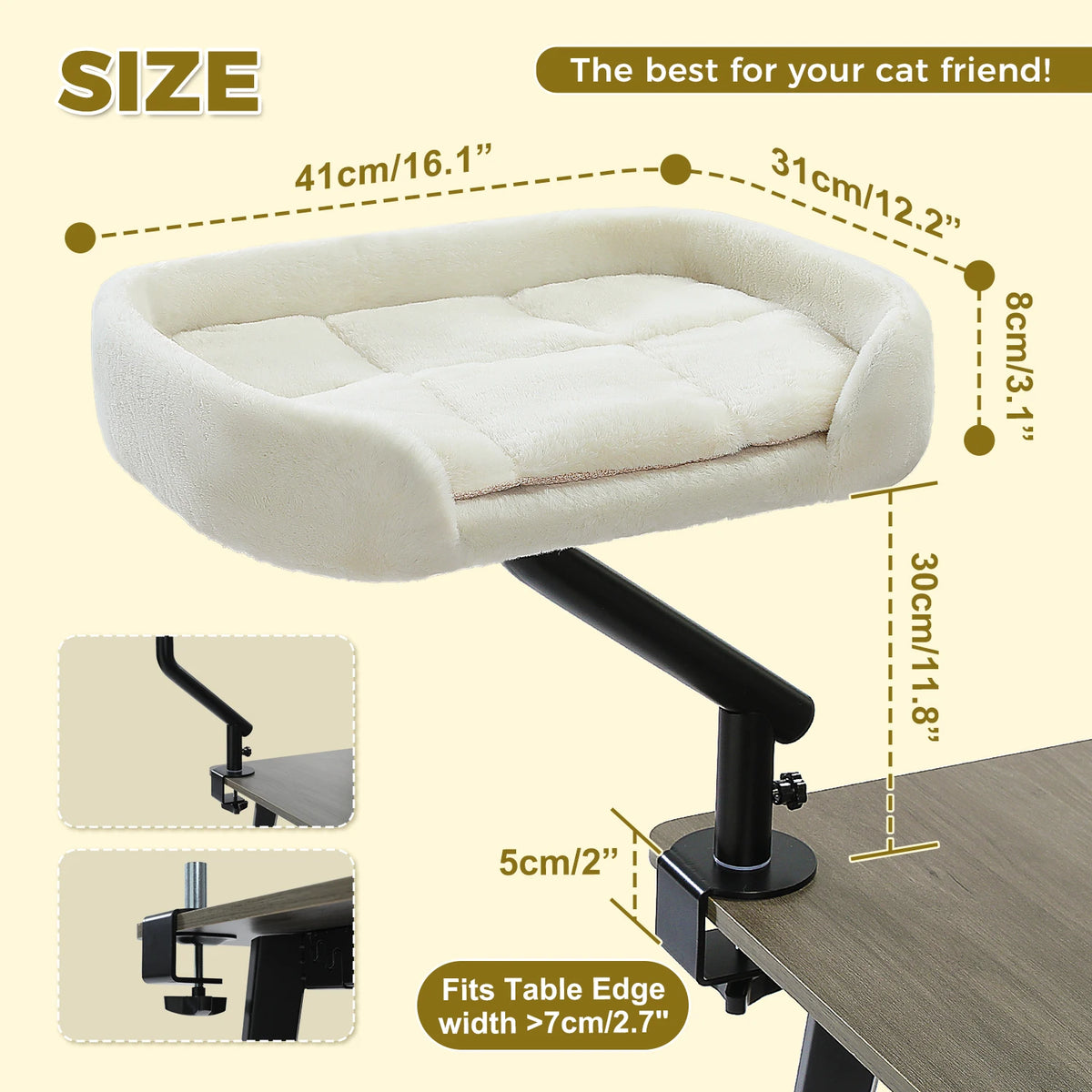 Cat Desk Bed, 360° Rotatable Cat Bed Stand