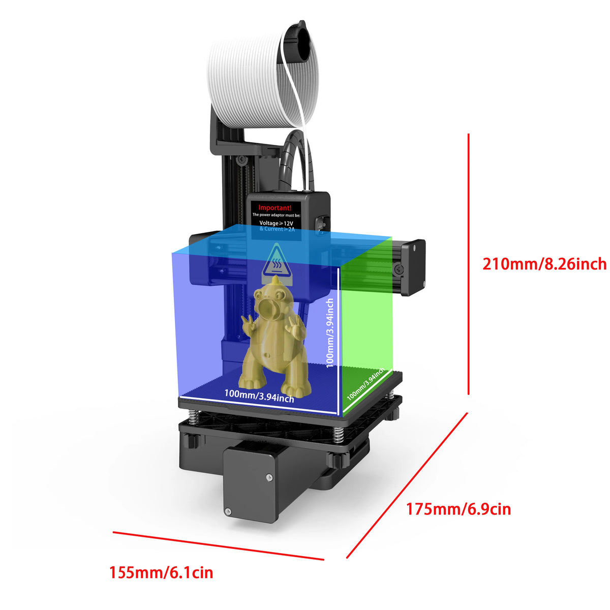 EasyThreed 3D Printer Entry Level Compatible with PLA TPU 1.75mm Filament include Power Adaptor.