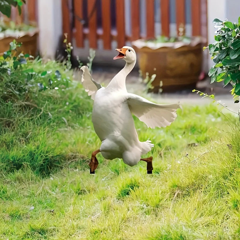 30*45cm Goose Acrylic Garden Stake Cute Goose Statue Garden Ornaments Lawn Potted Plant Decoration Flower Pot Embellishment