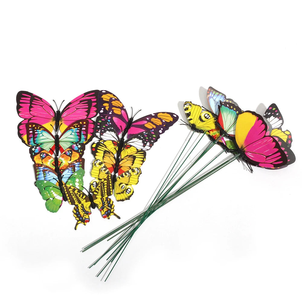 10pcs Large Butterfly Garden Yard Planter Colorful Waterproof 3D Butterfly Stakes Decoracion Outdoor Decor Party Garden Decorati