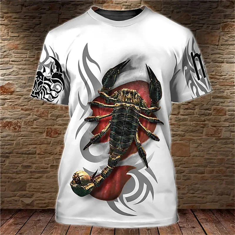 Animal Men's T Shirt Summer Short Sleeve Scorpion 3D Print Funny T-Shirts Fashion Casual Male Sportshirt Oversized Mens Clothing
