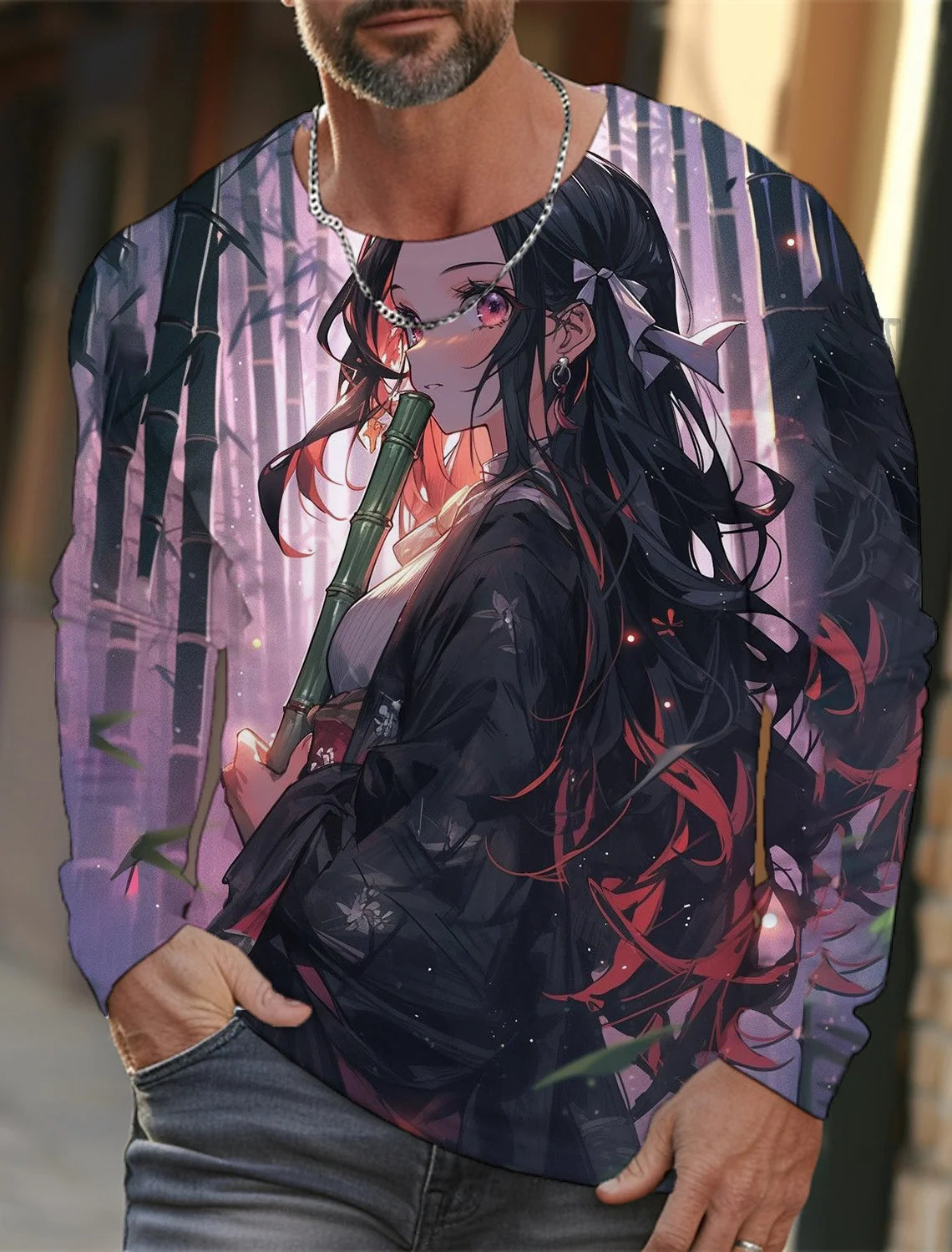 Men's long-sleeved T-shirt 3D printing animation HD pattern printing men's long-sleeved T-shirt autumn tops casual T-shirt
