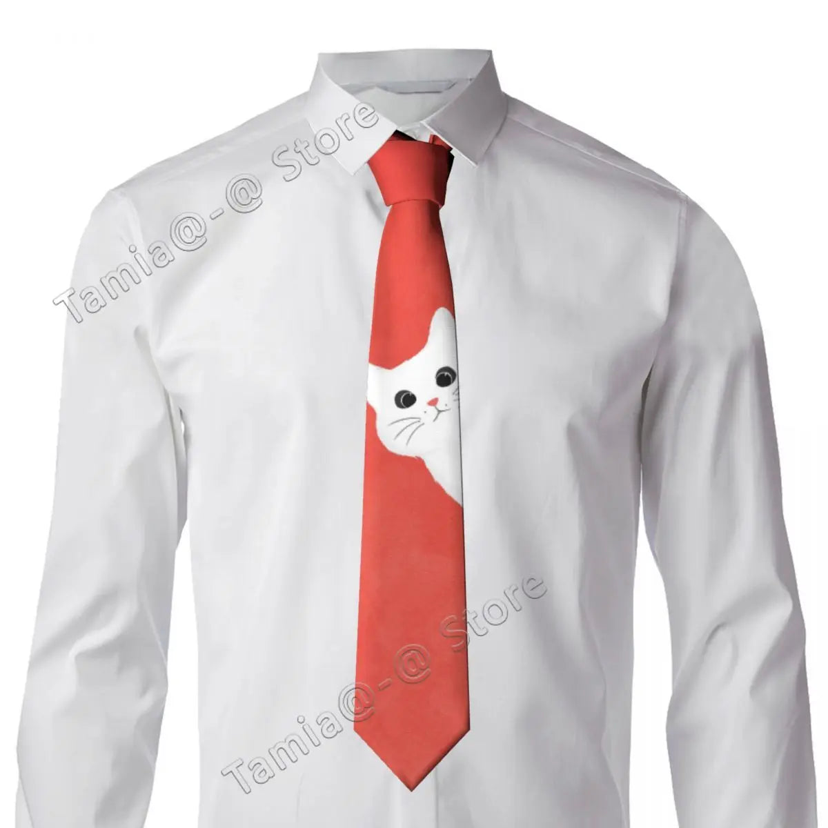 New Polyester Silk 8cm Tie For Men Cat Neck Fashion Slim Mens Necktie Personality Cravate Wedding Business Accessories Ties