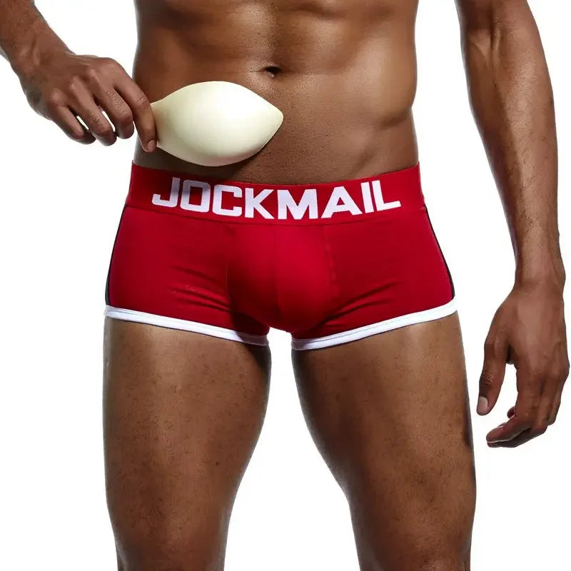 JOCKMAIL Mens Underwear Boxers Bulge Enhancing with Push Up Cup Underwear Men Shorts Trunk Enlarge Mens Panties Underpants
