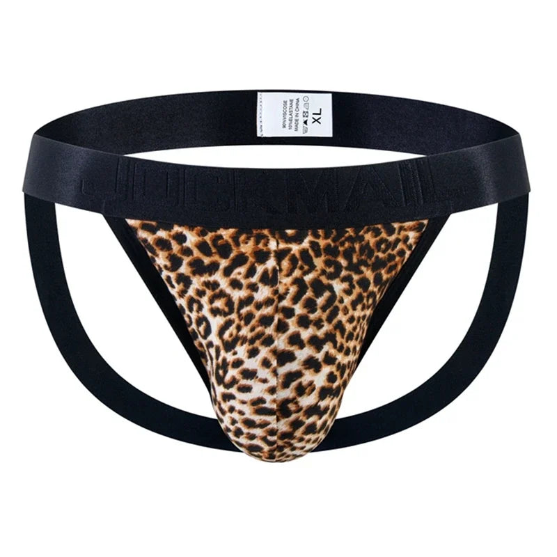 Jockmail Men Underwear Jockstrap Sexy Panties Leopard Thong T Back Pantys Lingerie G-string Panties Gay Underwear