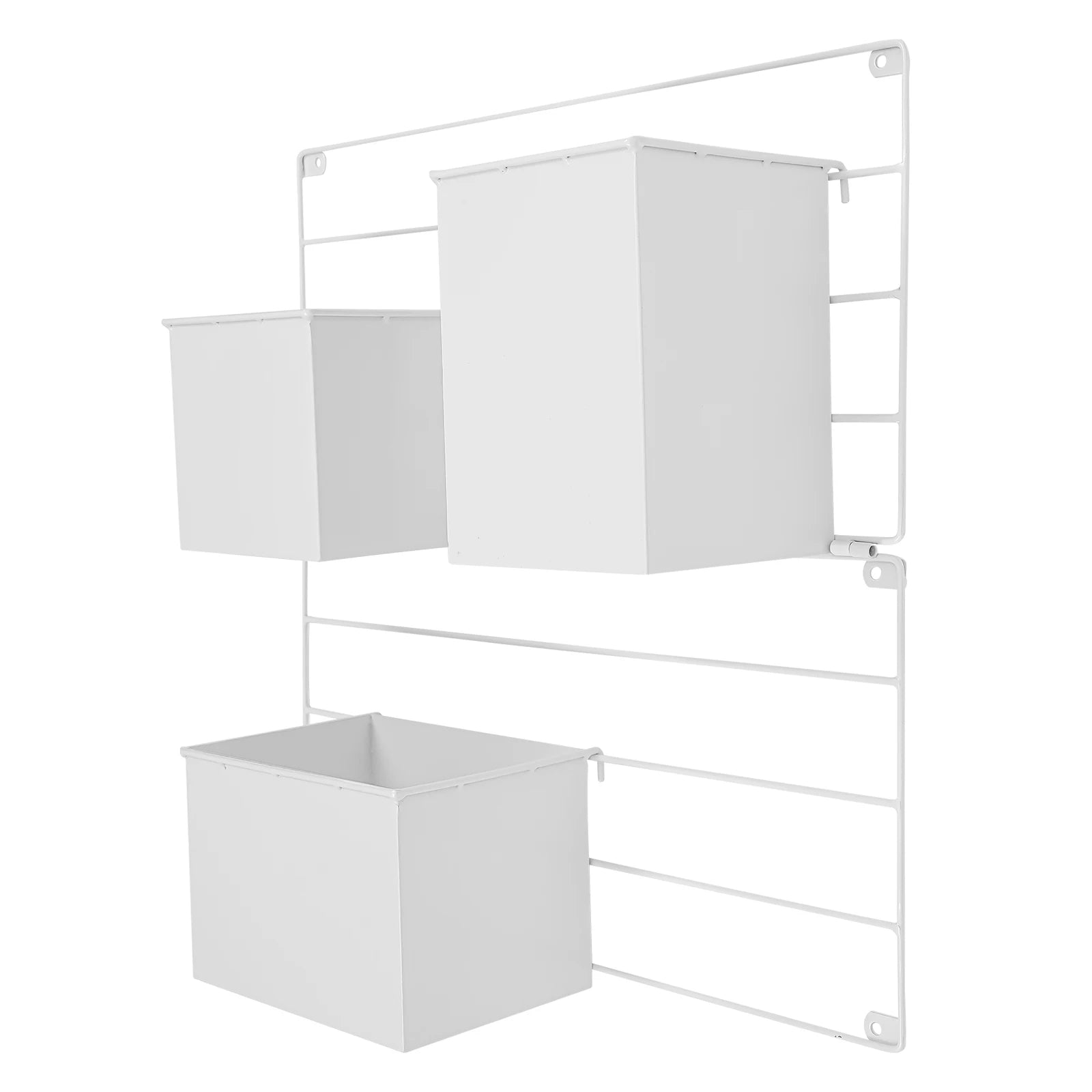 White, Wall-Mounted Plant Holder, Wall Planters with 3 Flower Pots, Wall-Mounted Grid with Flowerpots, Indoor Plant Pot Growing