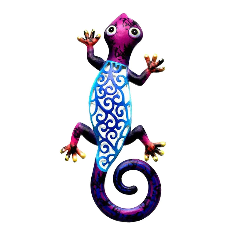 Hanging Metal Gecko Wall Decor Gecko Art Craft Sculptures Lizard For Outdoor Backyard Porch Lawn Garden Home Wall Decoration