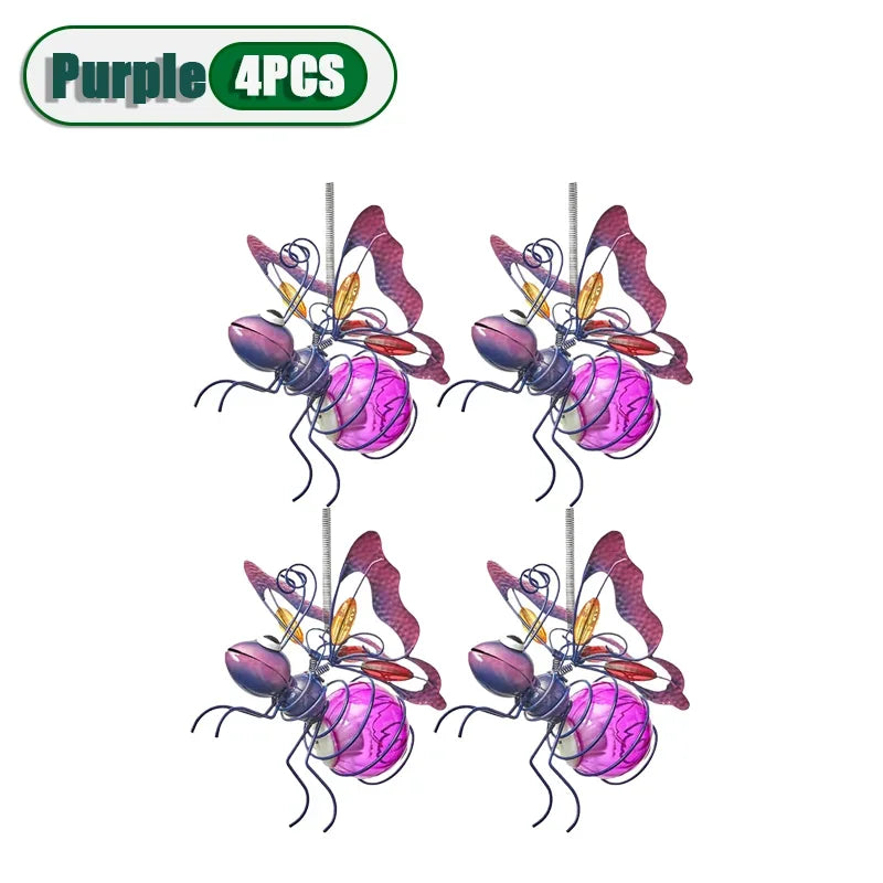 5PCS Solar-Powered Hanging Metal Ladybug Light Garden Decor Lady Sculpture with Bouncy Springs Summer Outdoor Art Decorations