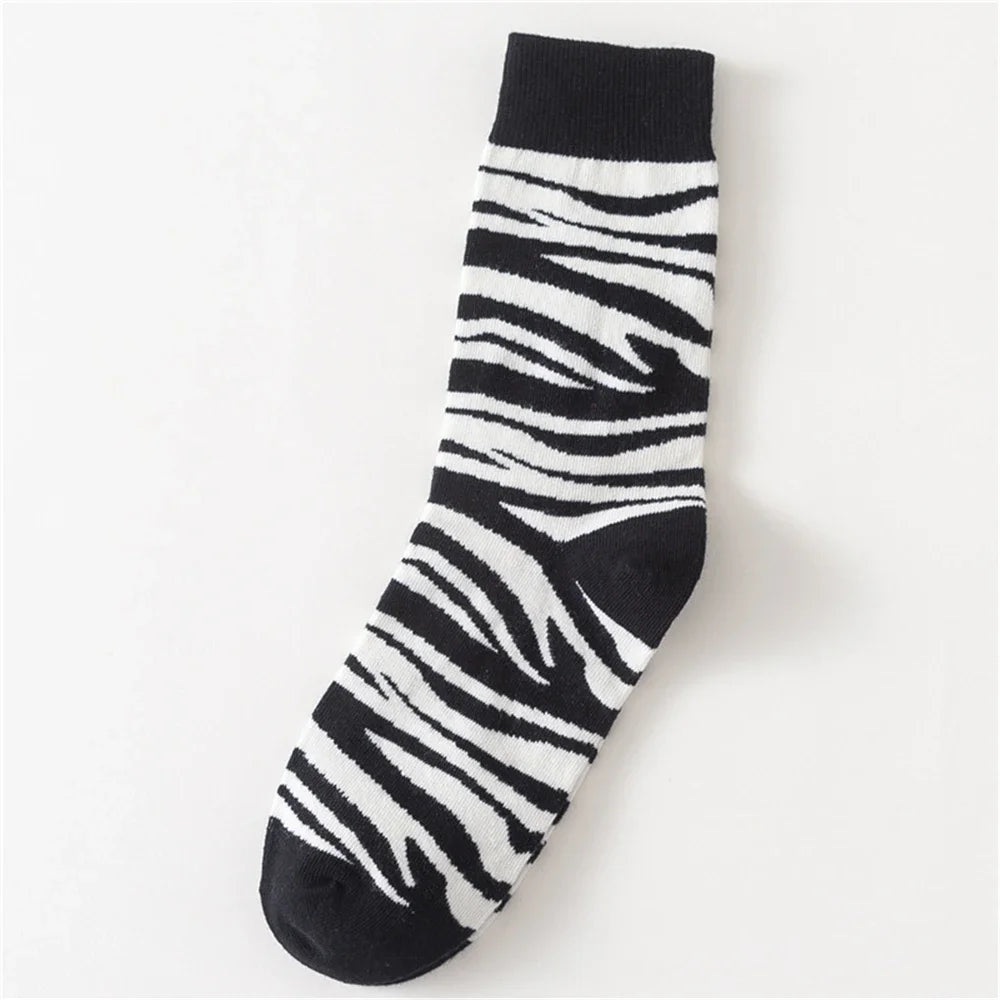 Colorful Stripes Art Socks For Men's Winter Fashion Rainbow Stripe Zebra Pattern Business Crew Unisex Dropship