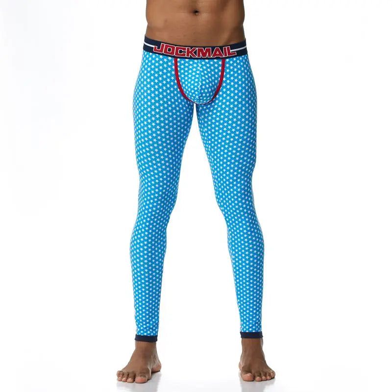 Men's Thermo Underwear Fashion Men Thermal Long Johns Mens Underwear Cotton Striped Print Warm Male Leggings Pants Autumn Winter