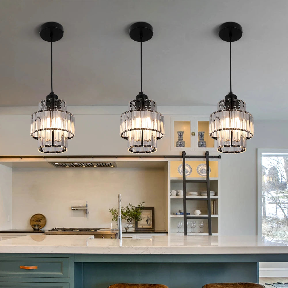 Modern Pendant Light K9 Crystal Chandelier Indoor Ceiling Lamp Bedroom Lustre Dining Table Kitchen Island Fixtures Home Decor