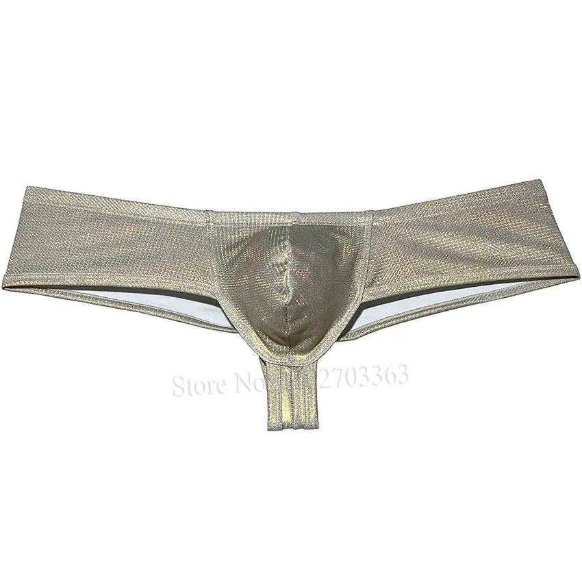 Men's Fashion Super Smooth Hot Mini Pouch Boxers Underwear Comfy Wet Look Leather Bikini Briefs Low Rise Beach Trunks Shiny Soft