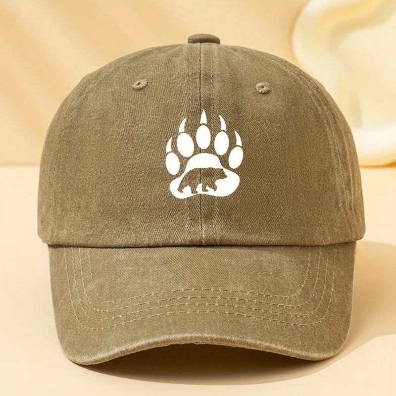 Bear paw printed baseball cap is suitable for outdoor sports, camping, festivals, and parties. Duck billed cap