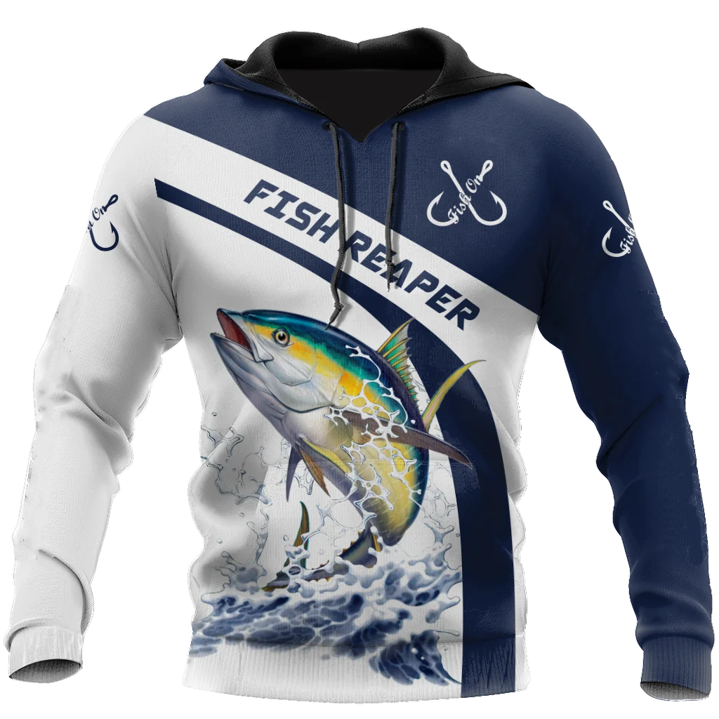 2023 New 3D T-shirt Hoodie Street Apparel Men's 3D Pullover Academy Role Playing Costume Designer Fish Reaper