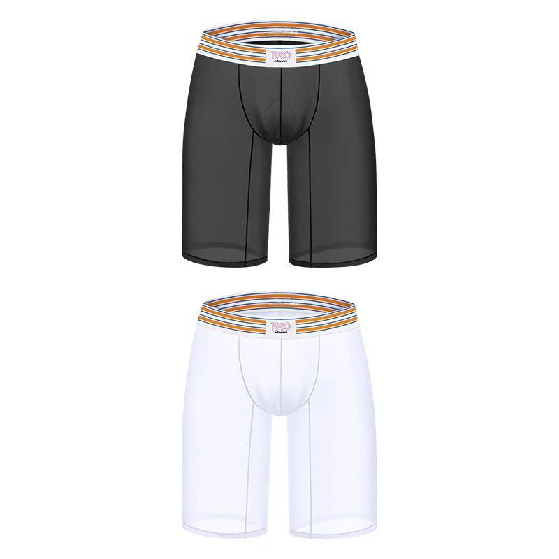 1/2/3PCS Men's Ice Silk Boxers Transparent Boxers 0.01 Ultra-thin Fabric See Through Underpants Seamless Underwear Boxer Shorts