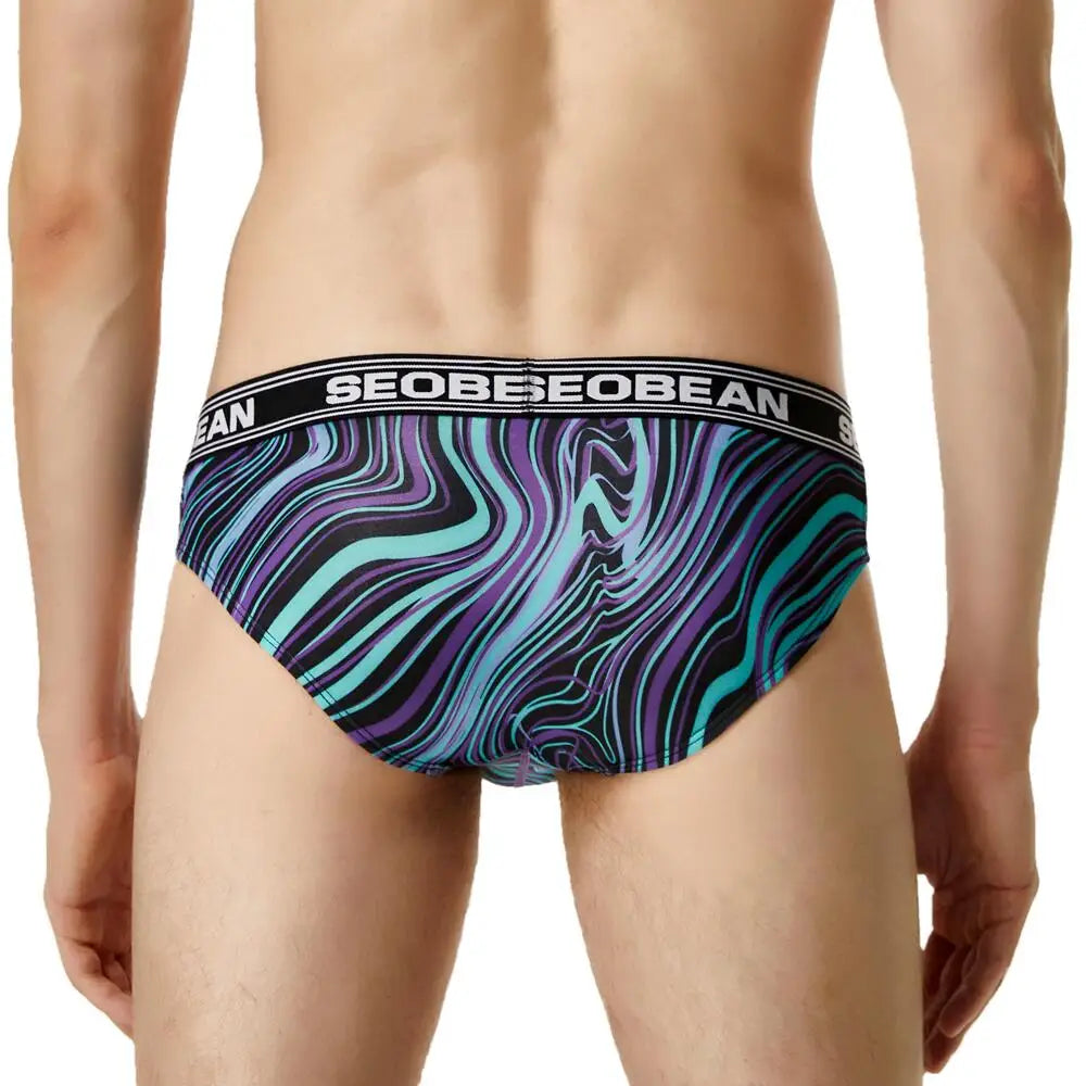 2022 SEOBEAN Sexy Men's Underwear Bikini briefs Low-rise Male Underpants Printed Pattern Underwear Fashion Men Briefs
