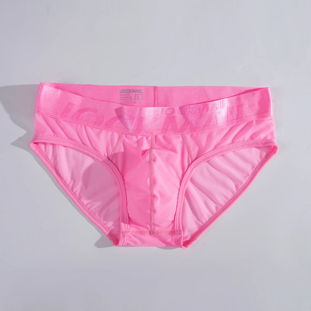 Breathable Mens Slip Bikini Jockstrap Briefs Mens Panties Sexy Transparent Mesh Ice Silk Men Underwear Sissy Men Underpants