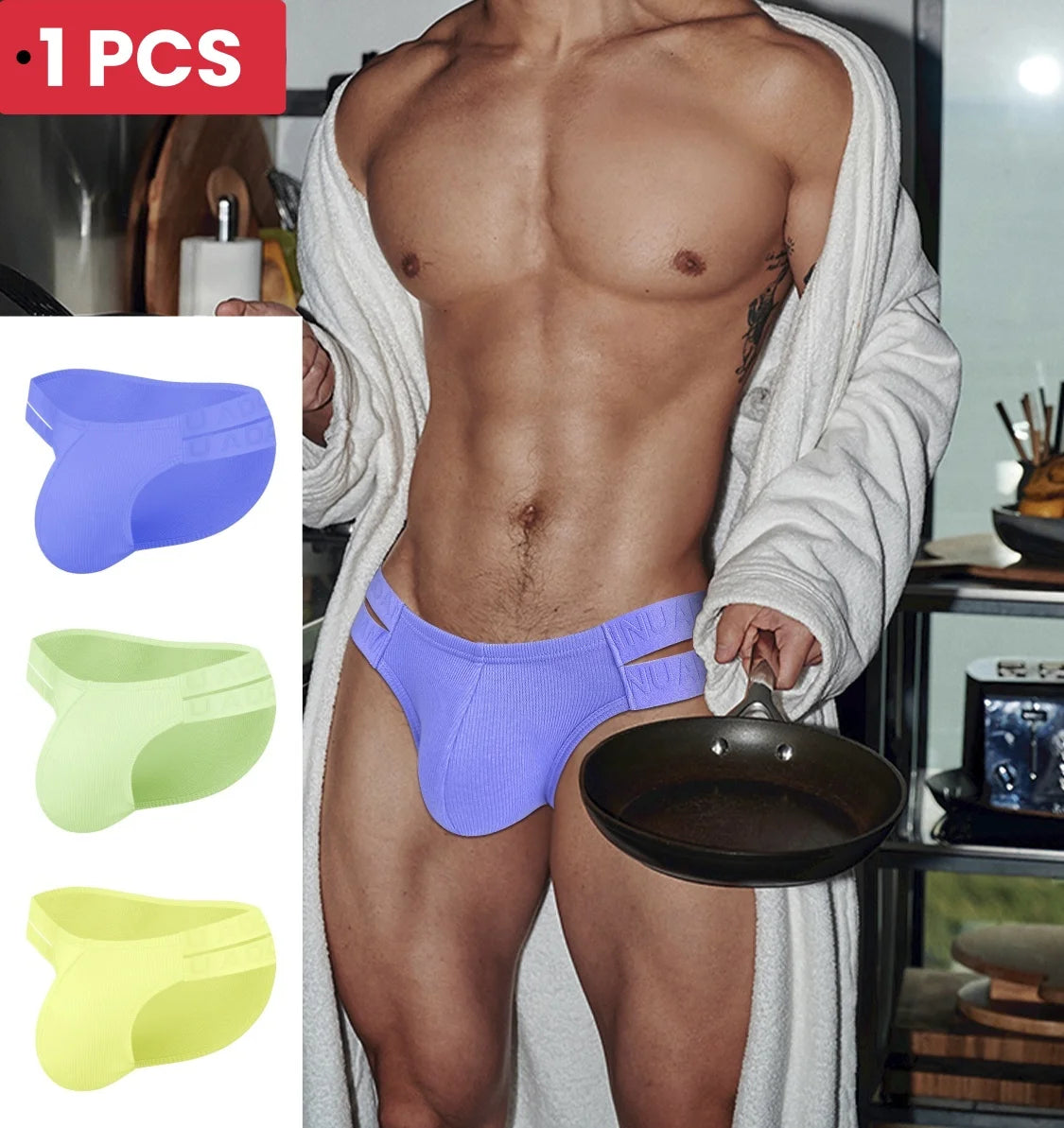 1PCS High Fork Comfortable Thread Cotton High Elastic Triangle Men's Underwear with New Design Double Waist Thin Waist Low Waist
