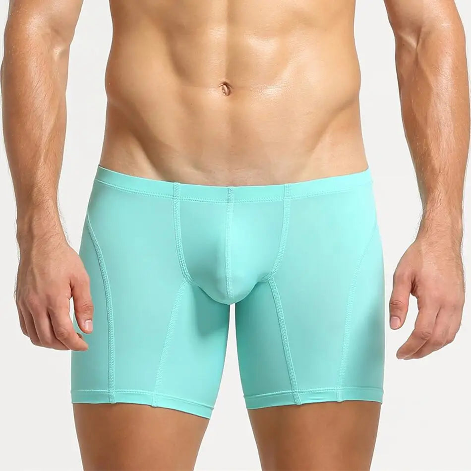 SEOBEAN Men's Underwear Long Boxers Tight Stretch Sports Underpants Men Boxer Shorts Sexy Low-waist Male Panties Boxershorts