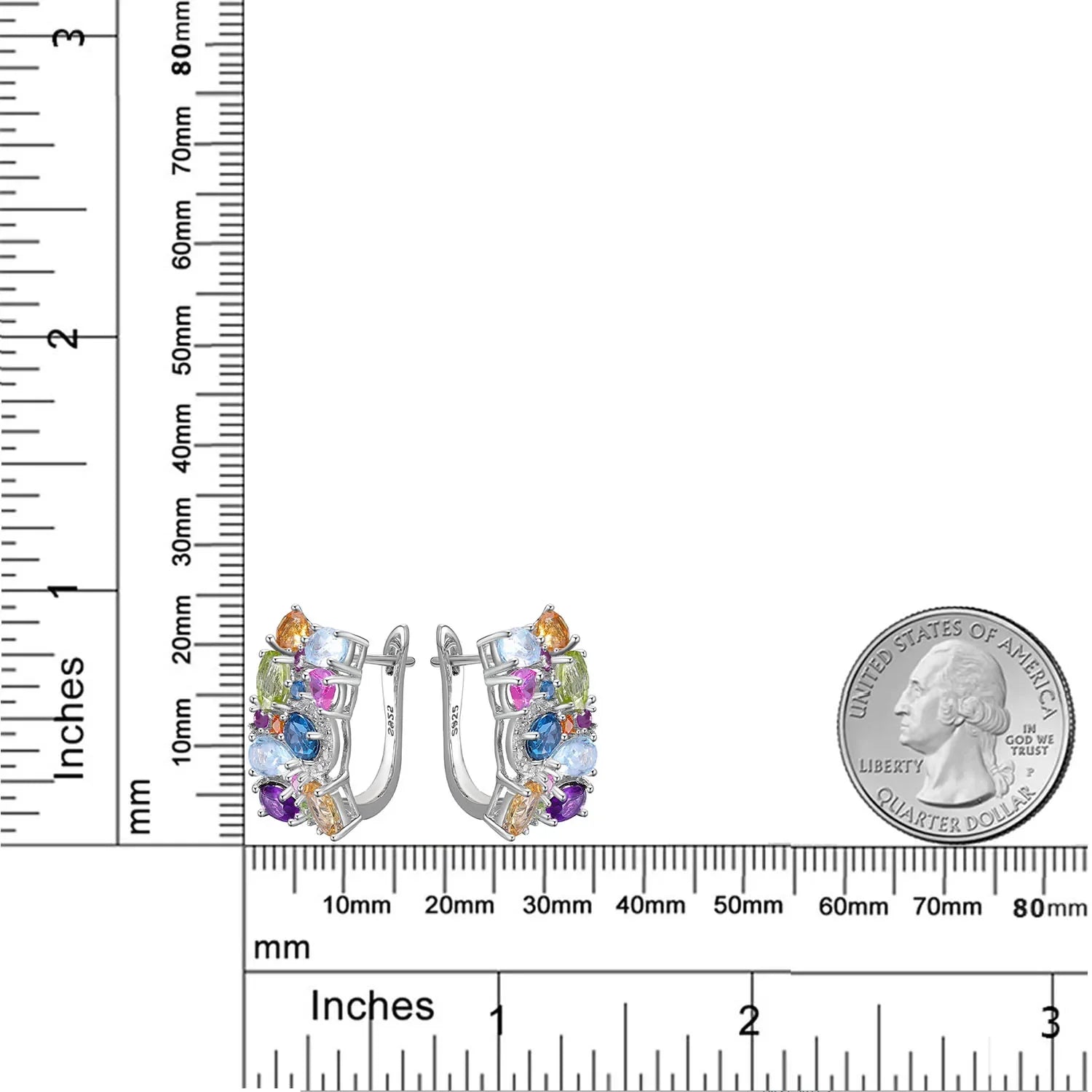 GEM'S BALLET 925 Sterling Silver Handmade Jewelry Multicolor Birthstone Earrings Natual Citrine Amethyst Topaz Clip Earrings