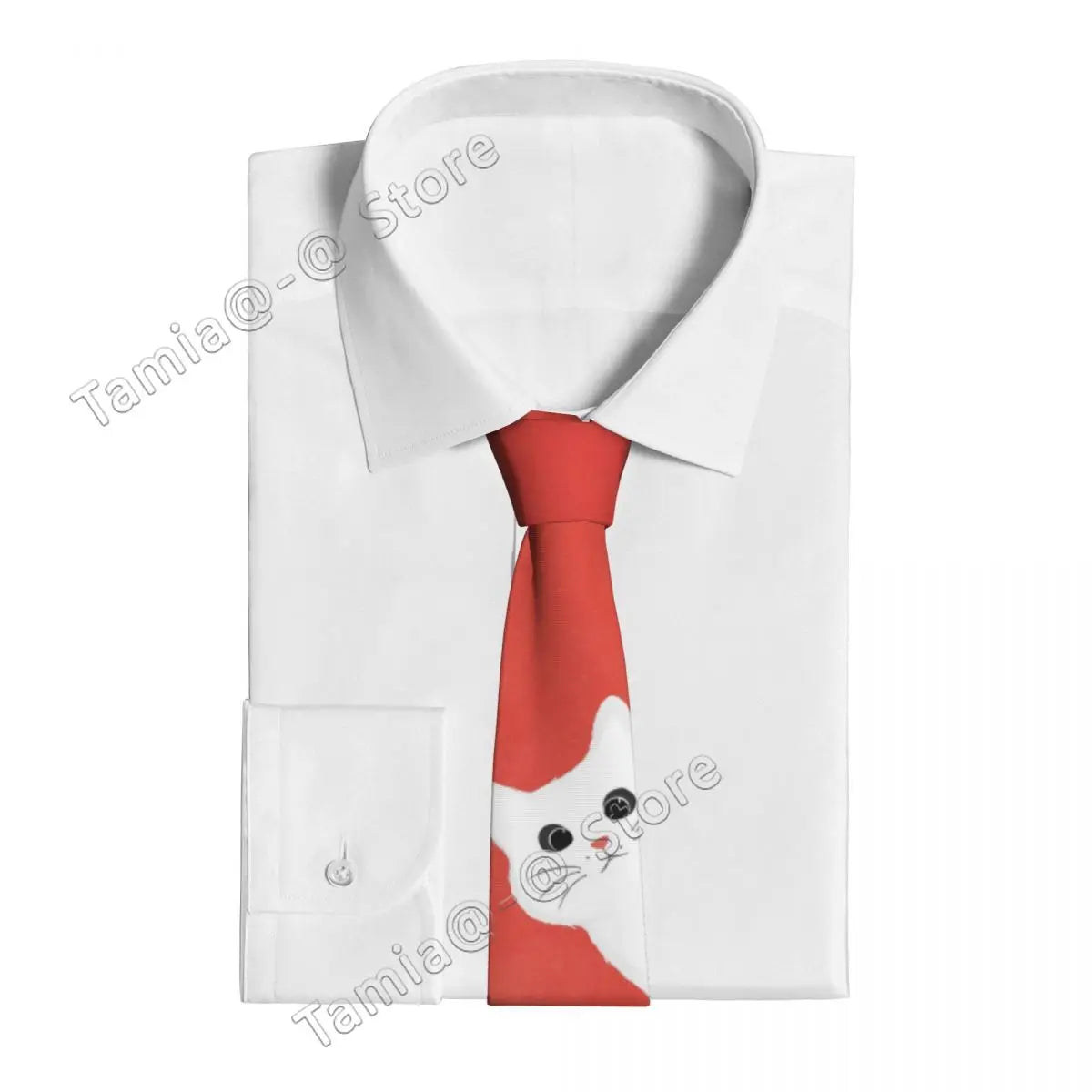New Polyester Silk 8cm Tie For Men Cat Neck Fashion Slim Mens Necktie Personality Cravate Wedding Business Accessories Ties