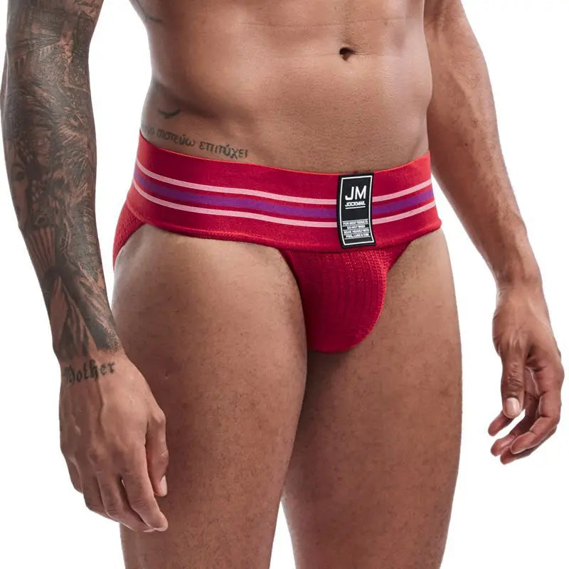 Men's JOCKMAIL JM364 - Old School Brief Red