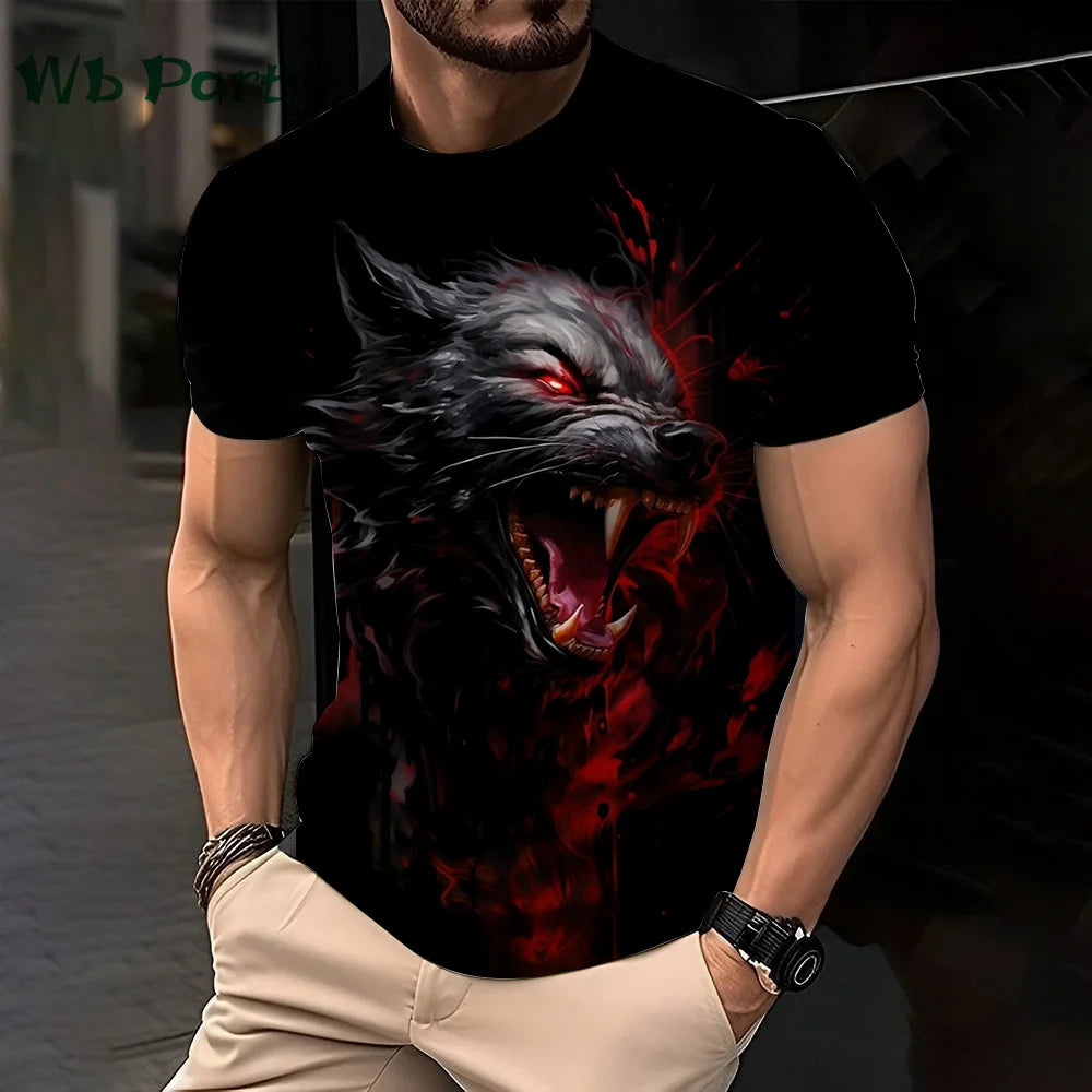 3D Lion Print Graphic T shirts Short Sleeve Tee Men's Clothing O-Neck Animal Print Mens Clothing T-shirts for Men Street Tops