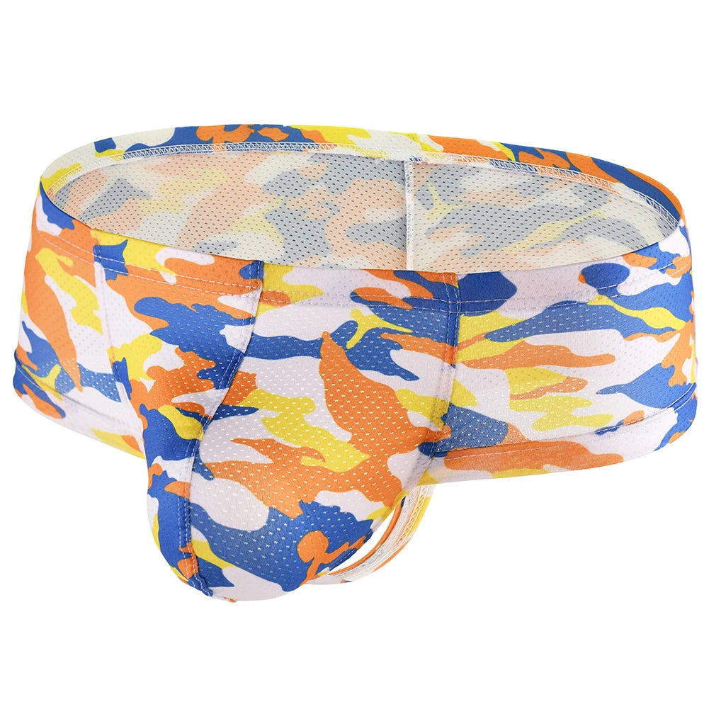 Young Men's Boxers Shorts Sexy Low Rise Fashion Printed Camouflage Underwear New Style